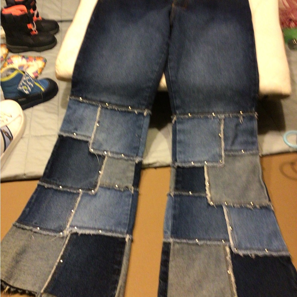 Zana Di Blue Patchwork Flare Jeans